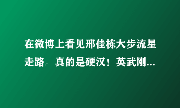 在微博上看见邢佳栋大步流星走路。真的是硬汉！英武刚毅，阳光硬朗。羡慕？