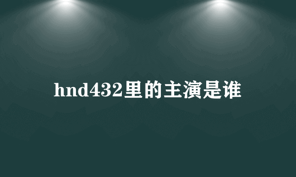 hnd432里的主演是谁