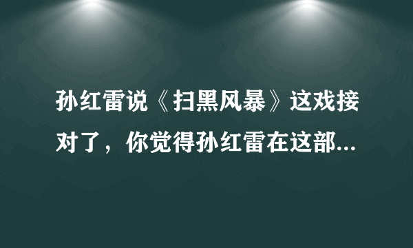 孙红雷说《扫黑风暴》这戏接对了，你觉得孙红雷在这部剧中的表现如何？