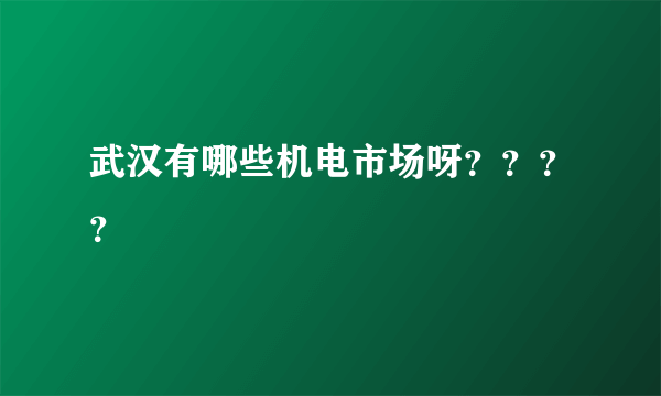 武汉有哪些机电市场呀？？？？