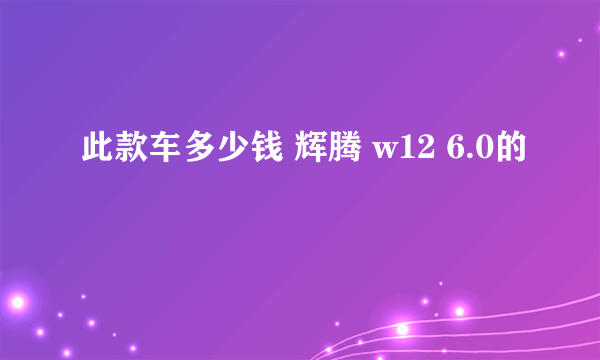 此款车多少钱 辉腾 w12 6.0的