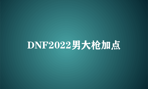 DNF2022男大枪加点