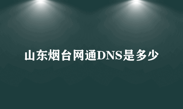 山东烟台网通DNS是多少