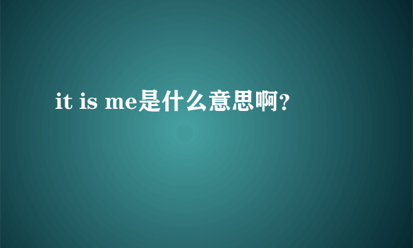 it is me是什么意思啊？