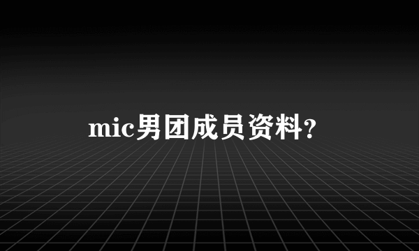 mic男团成员资料？