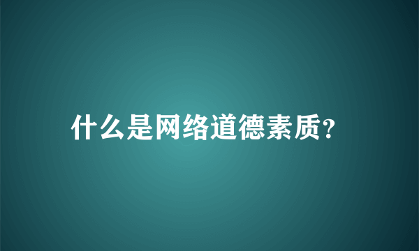 什么是网络道德素质？