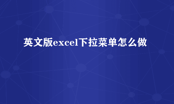 英文版excel下拉菜单怎么做