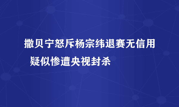 撒贝宁怒斥杨宗纬退赛无信用  疑似惨遭央视封杀