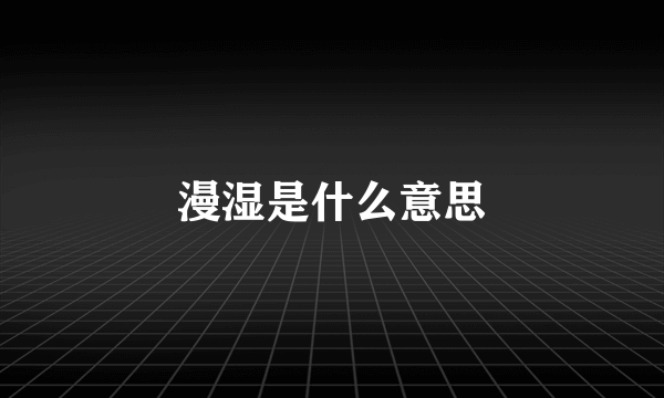 漫湿是什么意思