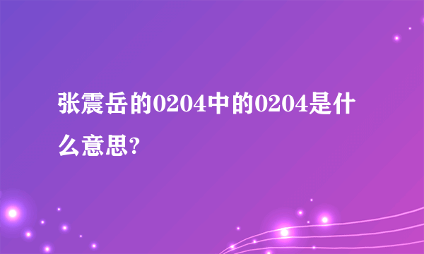 张震岳的0204中的0204是什么意思?