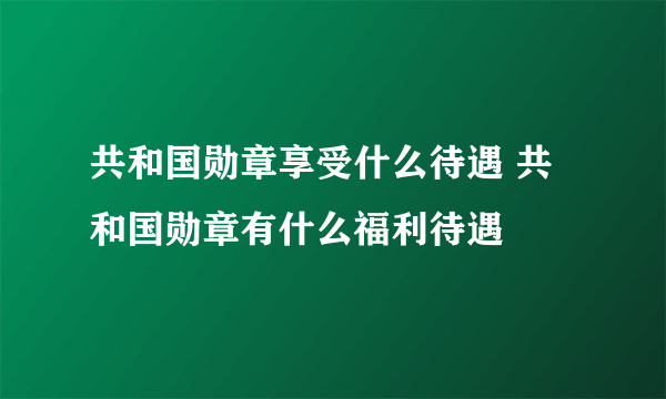 共和国勋章享受什么待遇 共和国勋章有什么福利待遇