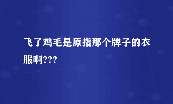 飞了鸡毛是原指那个牌子的衣服啊???