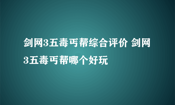 剑网3五毒丐帮综合评价 剑网3五毒丐帮哪个好玩