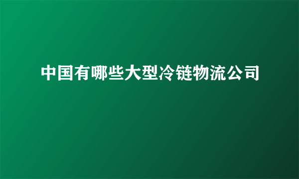 中国有哪些大型冷链物流公司