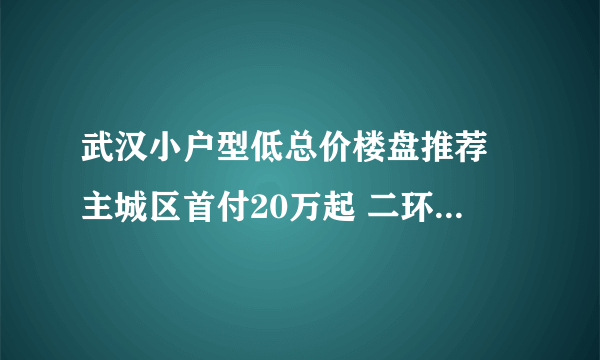 武汉小户型低总价楼盘推荐 主城区首付20万起 二环内首付45万