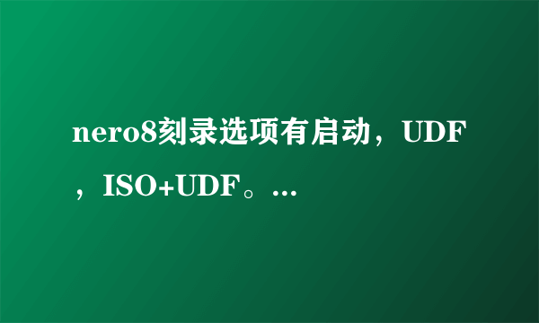 nero8刻录选项有启动，UDF，ISO+UDF。都代表什么意思啊，求！