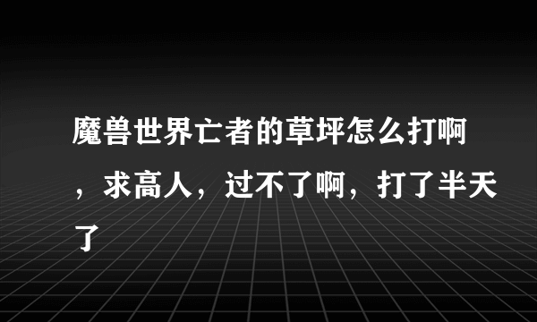 魔兽世界亡者的草坪怎么打啊，求高人，过不了啊，打了半天了