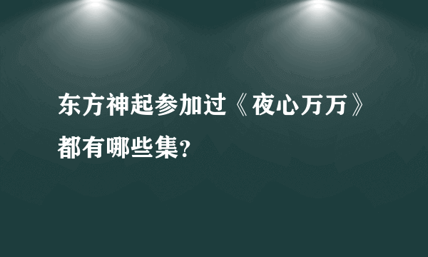 东方神起参加过《夜心万万》都有哪些集？