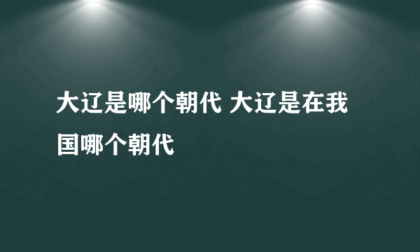 大辽是哪个朝代 大辽是在我国哪个朝代