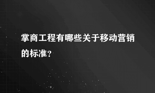 掌商工程有哪些关于移动营销的标准？