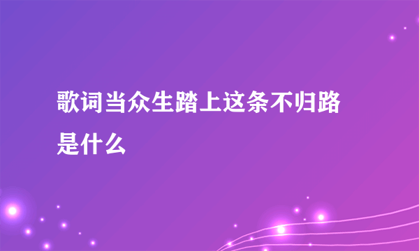 歌词当众生踏上这条不归路 是什么