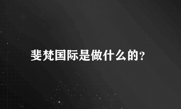 斐梵国际是做什么的？