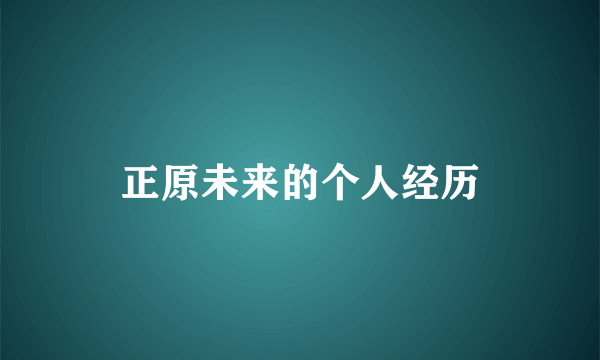 正原未来的个人经历