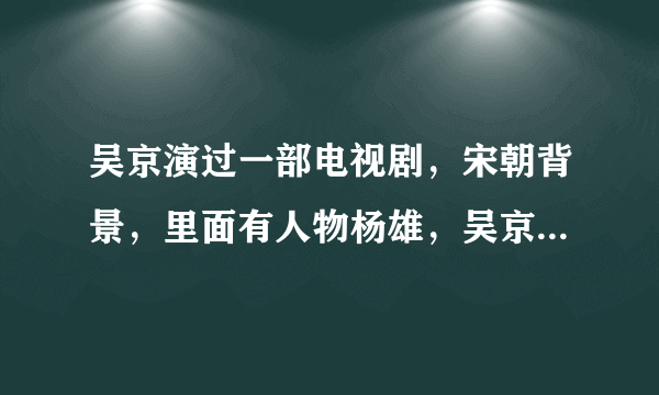 吴京演过一部电视剧，宋朝背景，里面有人物杨雄，吴京自己在客栈当个小伙计，喜欢偷老板的宝贝，是哪部啊