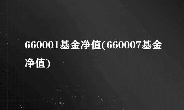 660001基金净值(660007基金净值)