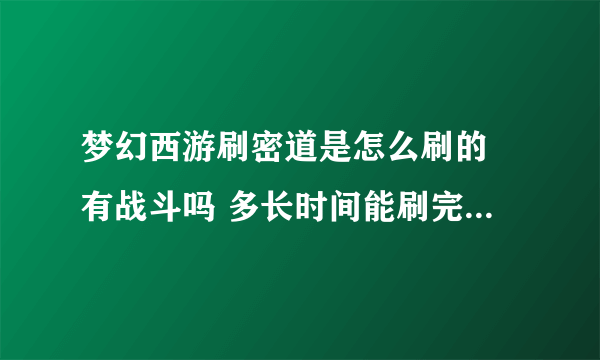 梦幻西游刷密道是怎么刷的 有战斗吗 多长时间能刷完 麻烦知道的能详细说一下 谢谢了