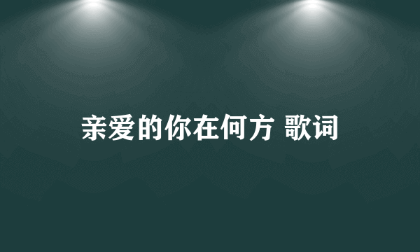 亲爱的你在何方 歌词