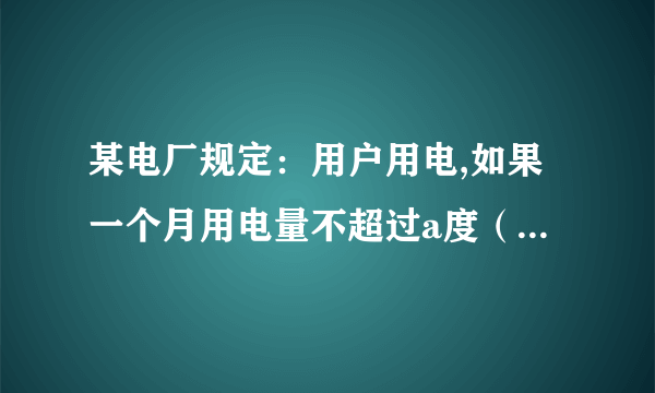 某电厂规定：用户用电,如果一个月用电量不超过a度（包括a度）每度电费为零点二元.那么超过a度,那么超出部分按每度625分之a元计算'其余部分仍按每度零点二元计算.某户居民四,五月份用电交费情况如下表?