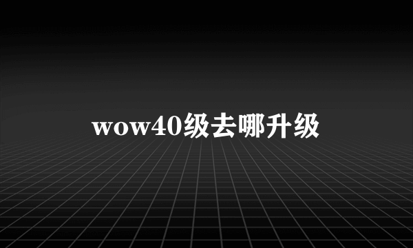 wow40级去哪升级