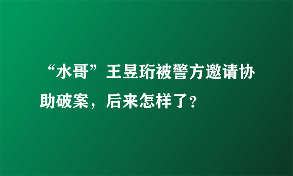 “水哥”王昱珩被警方邀请协助破案，后来怎样了？