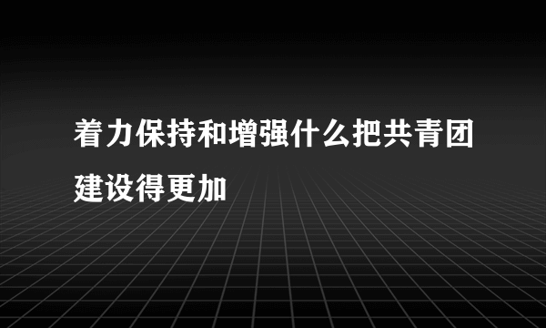 着力保持和增强什么把共青团建设得更加