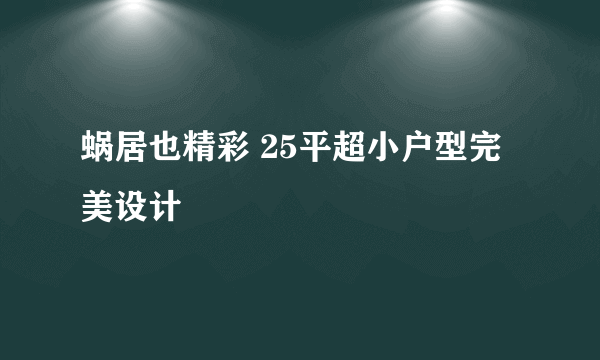 蜗居也精彩 25平超小户型完美设计