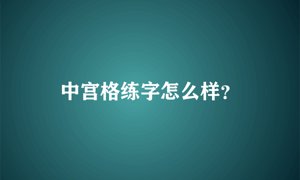 中宫格练字怎么样？