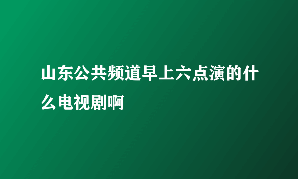 山东公共频道早上六点演的什么电视剧啊