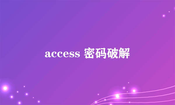 access 密码破解