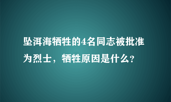 坠洱海牺牲的4名同志被批准为烈士，牺牲原因是什么？