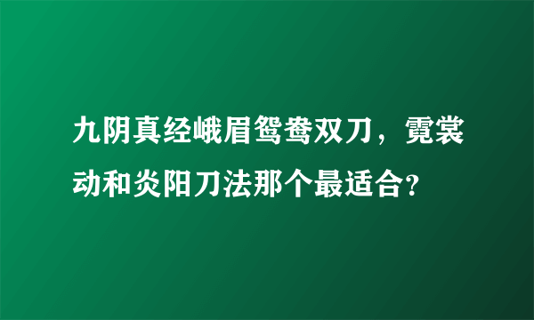 九阴真经峨眉鸳鸯双刀，霓裳动和炎阳刀法那个最适合？