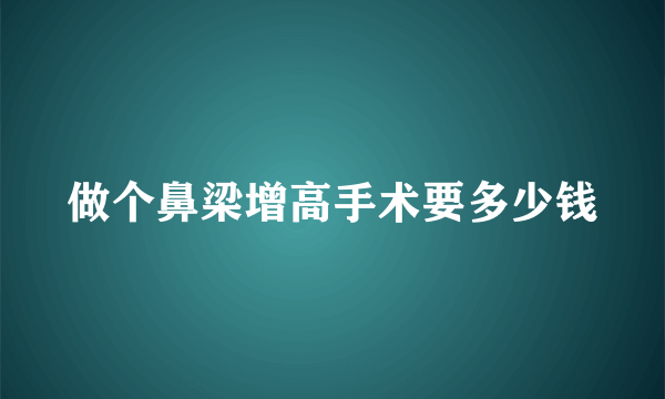 做个鼻梁增高手术要多少钱