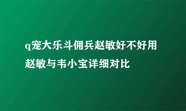 q宠大乐斗佣兵赵敏好不好用 赵敏与韦小宝详细对比