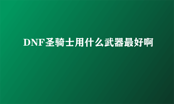 DNF圣骑士用什么武器最好啊