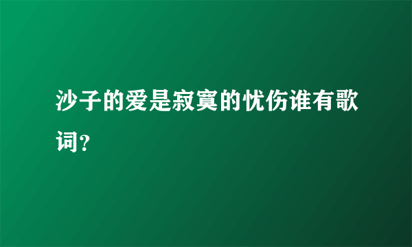 沙子的爱是寂寞的忧伤谁有歌词？