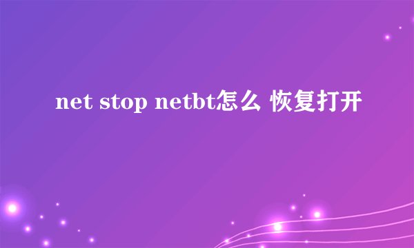 net stop netbt怎么 恢复打开