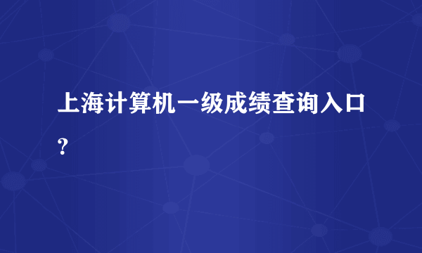 上海计算机一级成绩查询入口？