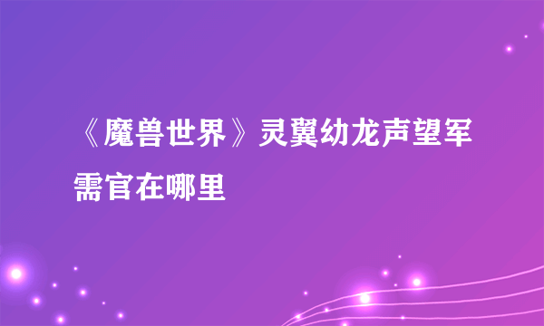 《魔兽世界》灵翼幼龙声望军需官在哪里