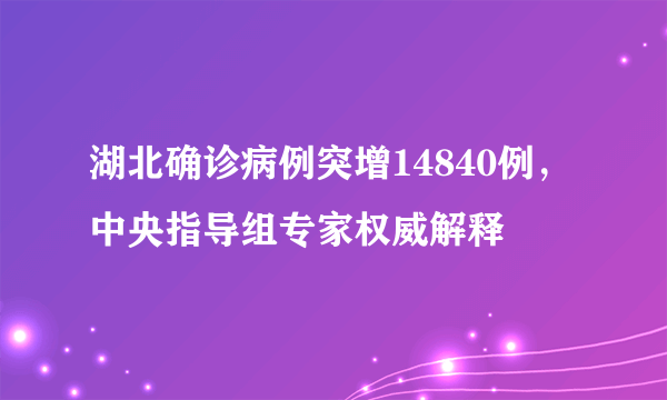 湖北确诊病例突增14840例，中央指导组专家权威解释