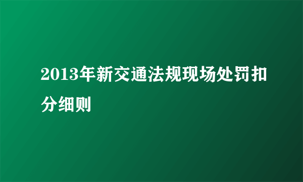 2013年新交通法规现场处罚扣分细则